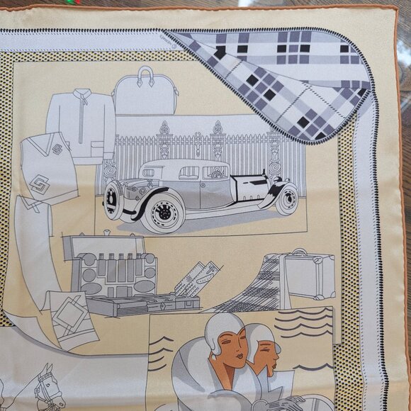 HERMES L'Elegance et le Confort en Automobile 70 cm Cream Silk Square Scarf RARE - Picture 10 of 16